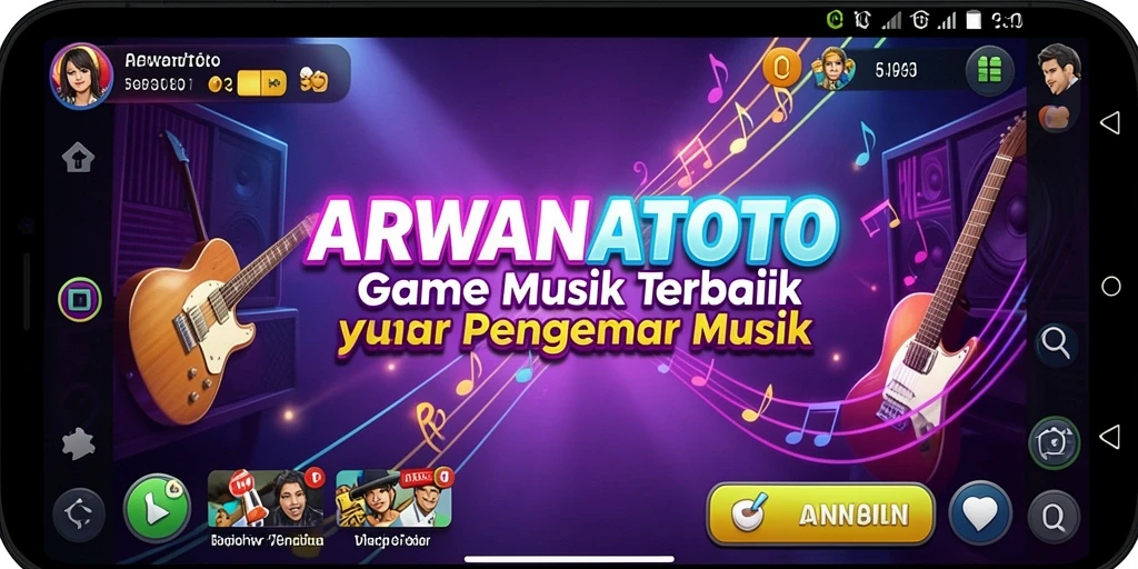 Tangkapan layar dari gameplay ARWANATOTO yang menampilkan aksi seru permainan musik.
