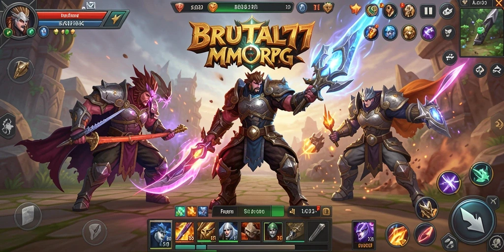 Tampilan gameplay mendebarkan di dunia MMORPG BRUTAL77.