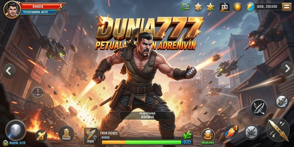 Tampilan aksi seru dalam gameplay DUNIA777.