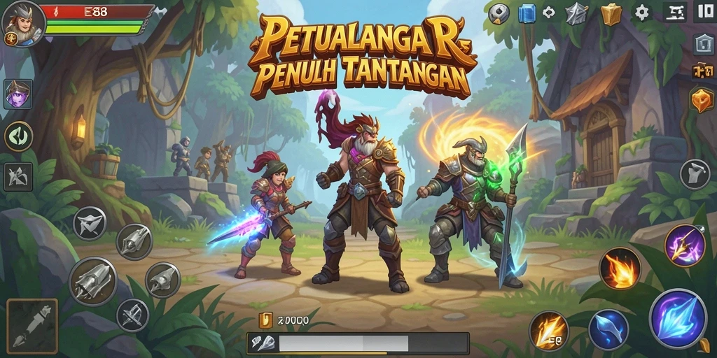 Gameplay seru dalam E88 dengan karakter dan quest menarik.
