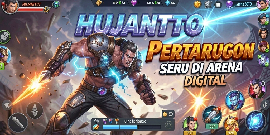Tampilan gameplay HUJANTOTO saat pertarungan seru dengan efek visual menakjubkan.
