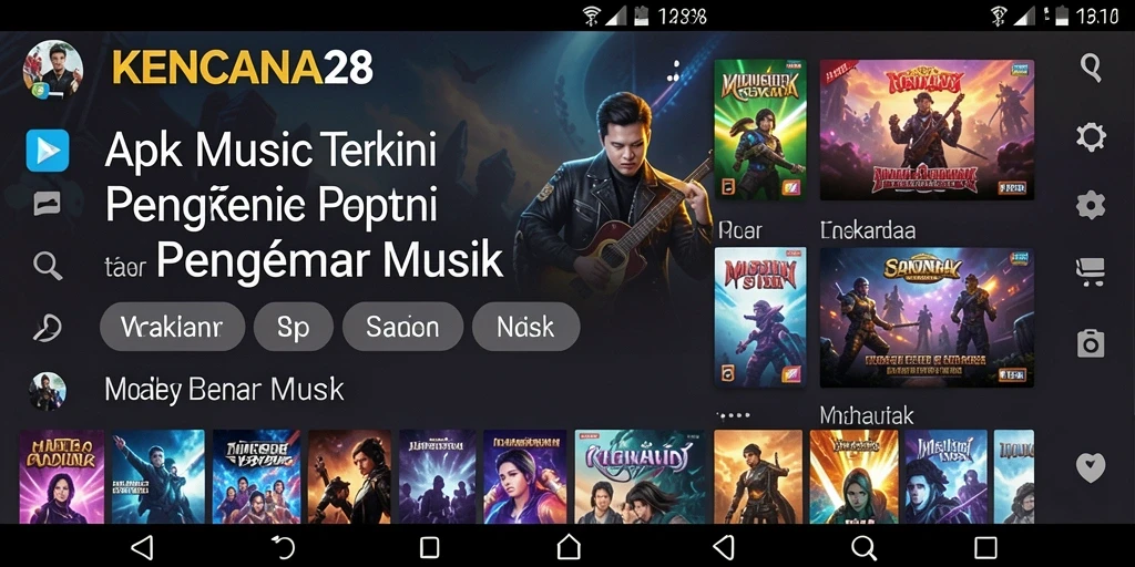 Screenshot KENCANA28 menampilkan antarmuka interaktif dan pilihan lagu.