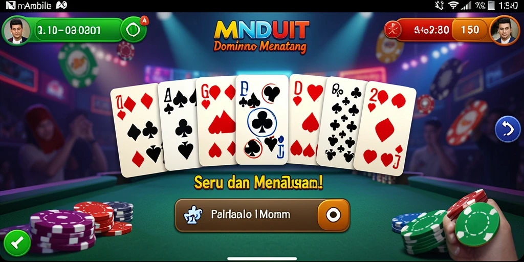 Tampilan gameplay seru MNDUIT saat bermain domino.