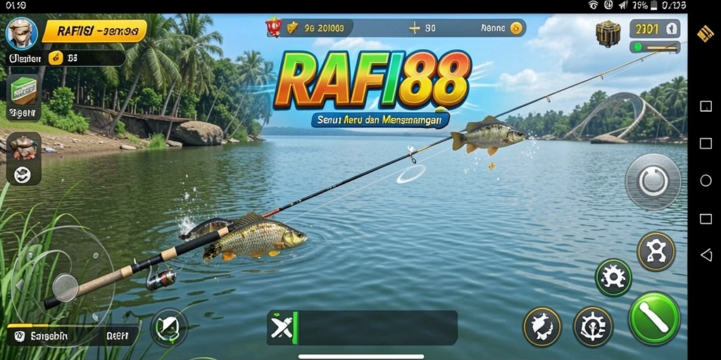 Screenshot gameplay <strong>RAFI88</strong> menunjukkan aksi memancing yang mendebarkan.