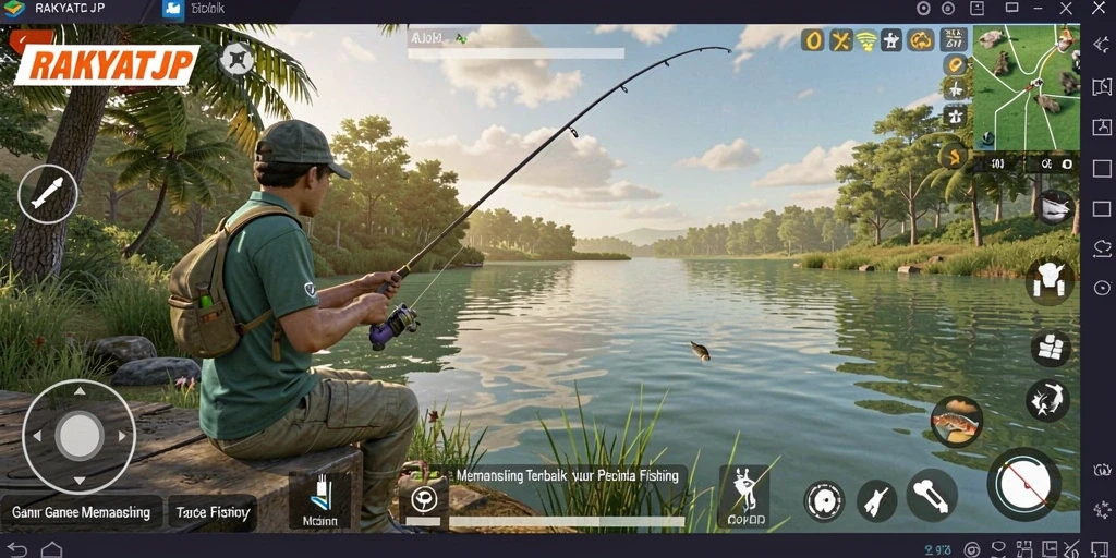 Tampilan gameplay <strong>RAKYATJP</strong> yang menarik saat memancing ikan.