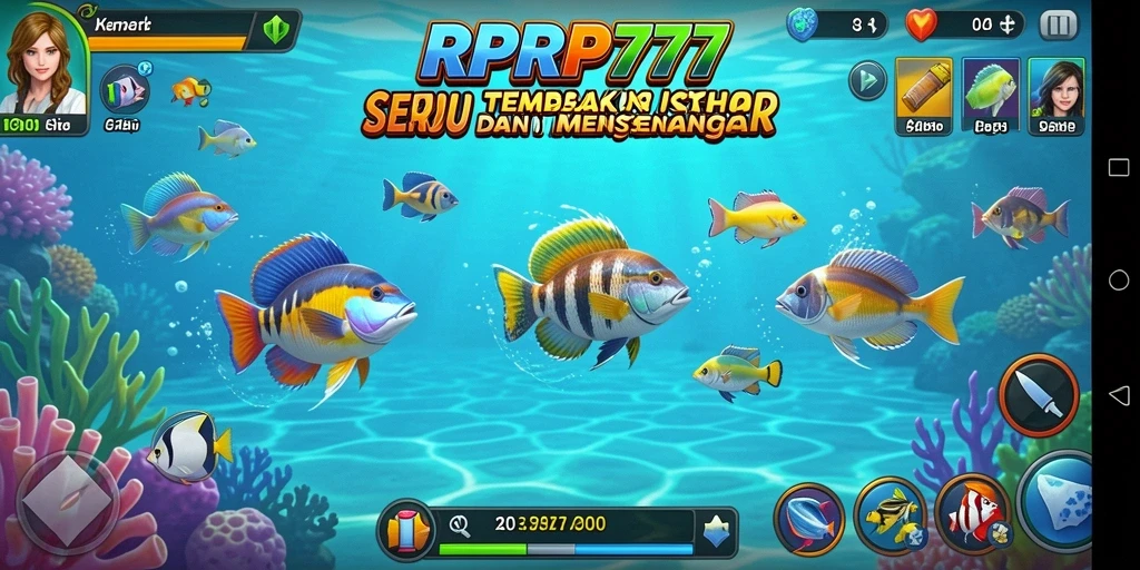 Screenshot gameplay RPRP777 yang menunjukkan aksi menembak ikan.