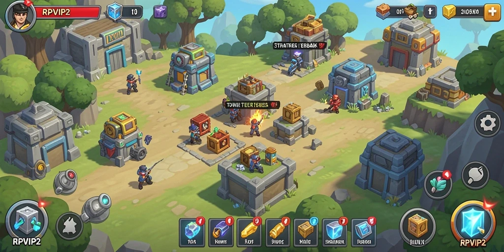 Tampilan gameplay menegangkan dari RPVIP2 dalam Tower Defense.