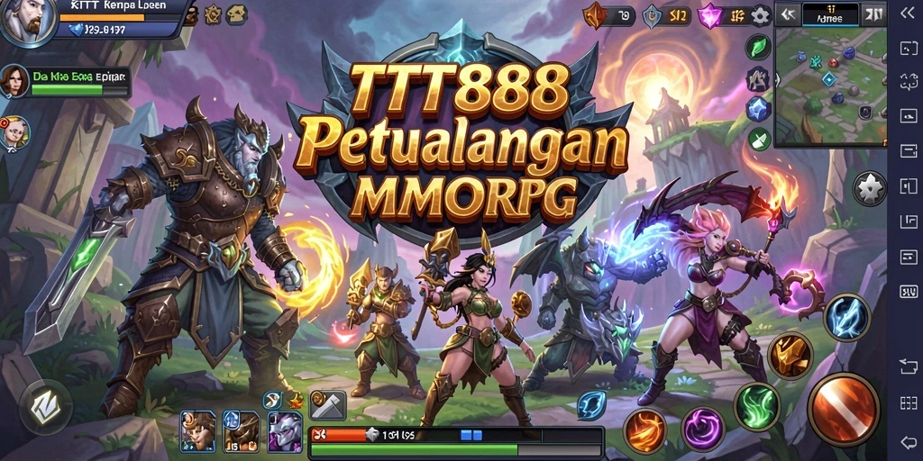 Tangkapan layar permainan TTT888 menampilkan aksi seru dalam dunia MMORPG.
