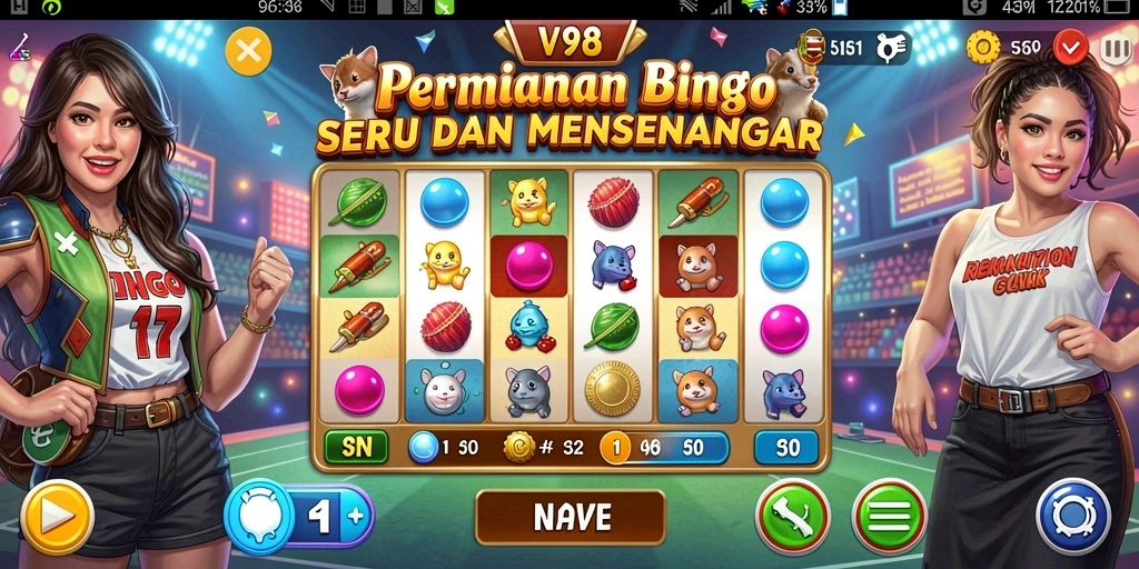 Tampilan menarik dari gameplay Bingo di V98 yang seru.
