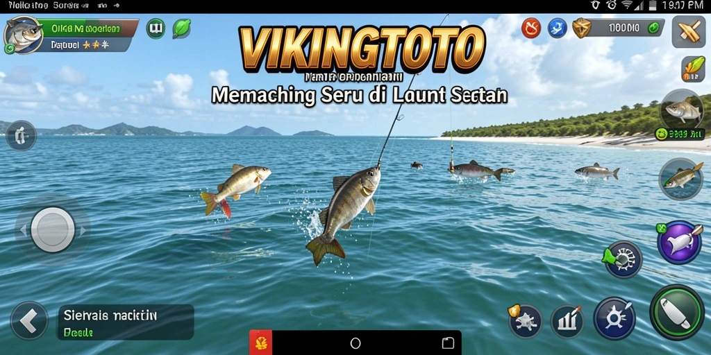 Gameplay mendebarkan di VIKINGTOTO saat memancing di lautan.