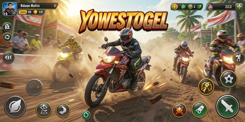 Gameplay seru YOWESTOGEL dengan balapan motor yang cepat dan menegangkan.